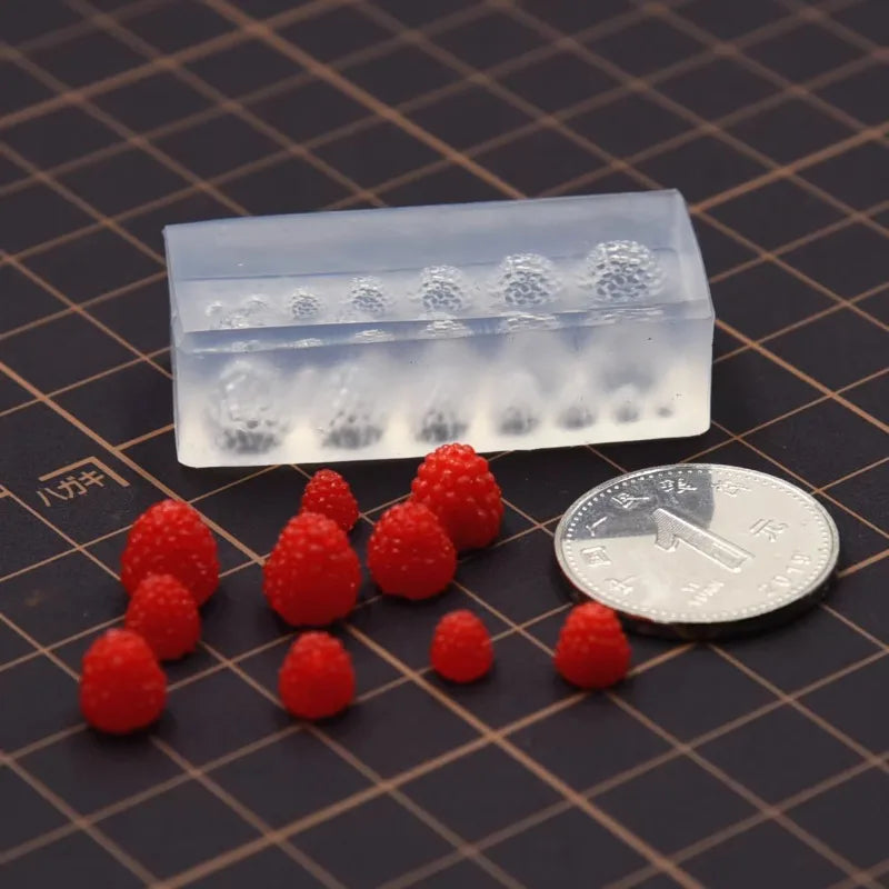 Polymer Clay Mini Raspberry Silicone Mold BJD Doll House Food Toy DIY Fasting Raspberry Silicone Molds Polymer Clay Tool