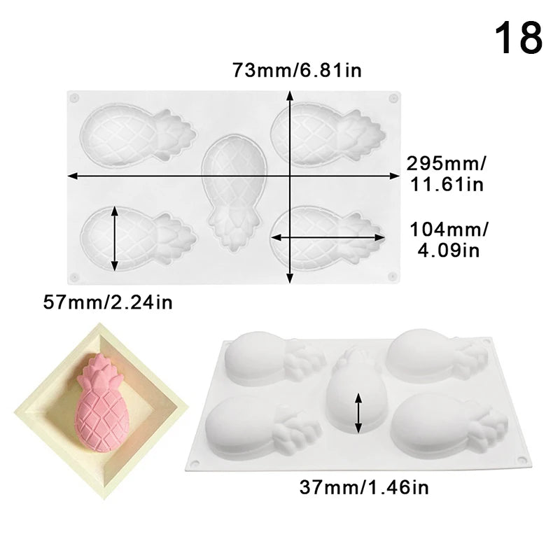 Food-Grade Silicone Fruit Series Cake Mold – Multi-Shape (Pineapple, Peach, Strawberry) for Baking&Mousse Desserts,Easy Release