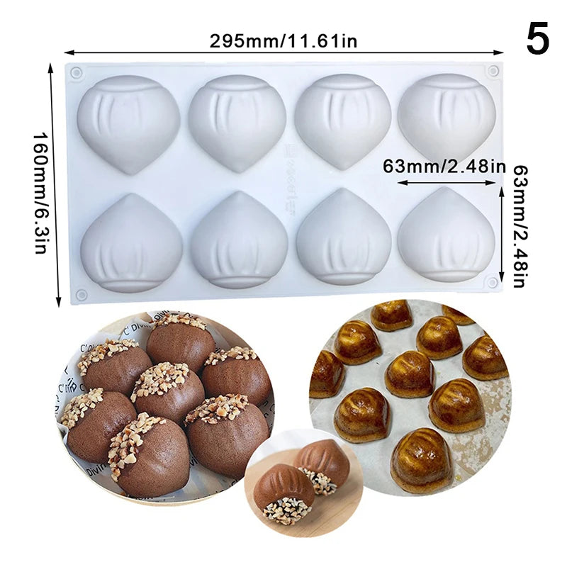 Food-Grade Silicone Fruit Series Cake Mold – Multi-Shape (Pineapple, Peach, Strawberry) for Baking&Mousse Desserts,Easy Release