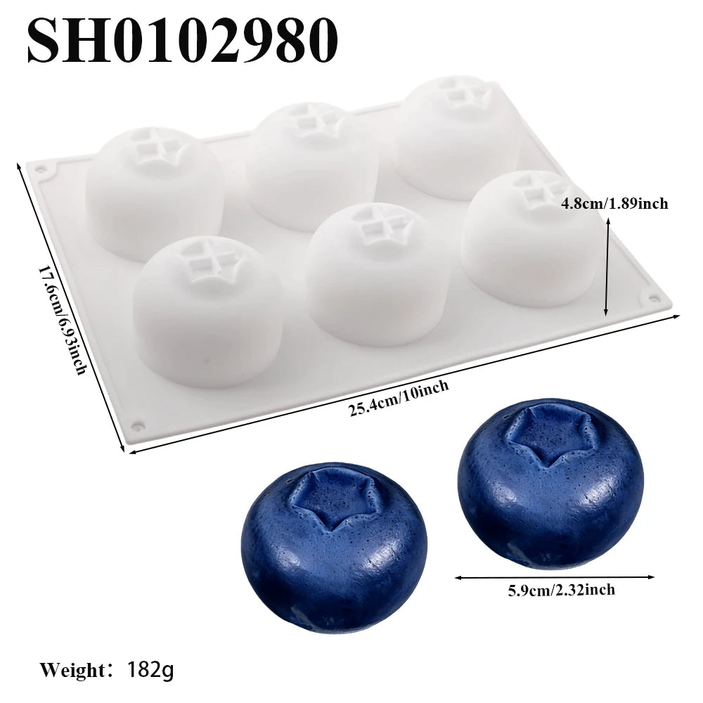 6-Cell Blueberry or Raspberry Design Food Grade French Fruit Mousse Mould Silicone Cake Mold Chocolate Mold Dessert Baking Tools