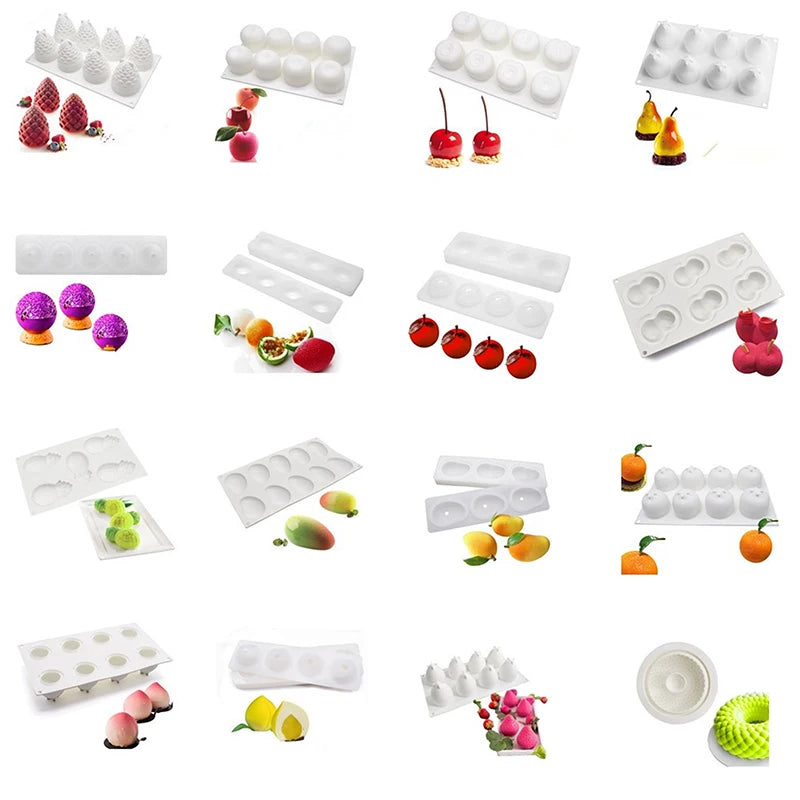 Food-Grade Silicone Fruit Series Cake Mold – Multi-Shape (Pineapple, Peach, Strawberry) for Baking&Mousse Desserts,Easy Release
