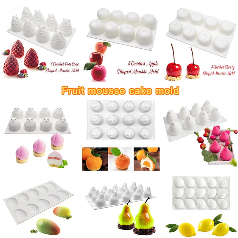 Food-Grade Silicone Fruit Series Cake Mold – Multi-Shape (Pineapple, Peach, Strawberry) for Baking&Mousse Desserts,Easy Release