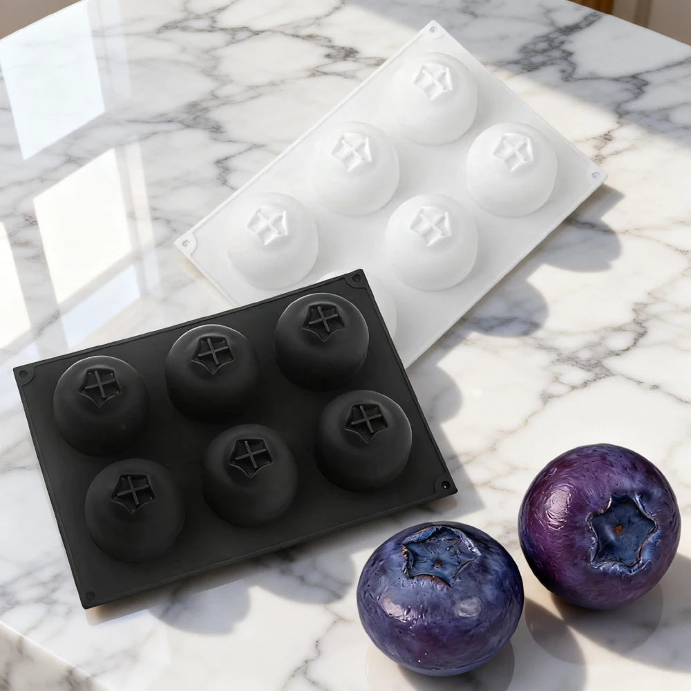6-Cell Blueberry or Raspberry Design Food Grade French Fruit Mousse Mould Silicone Cake Mold Chocolate Mold Dessert Baking Tools