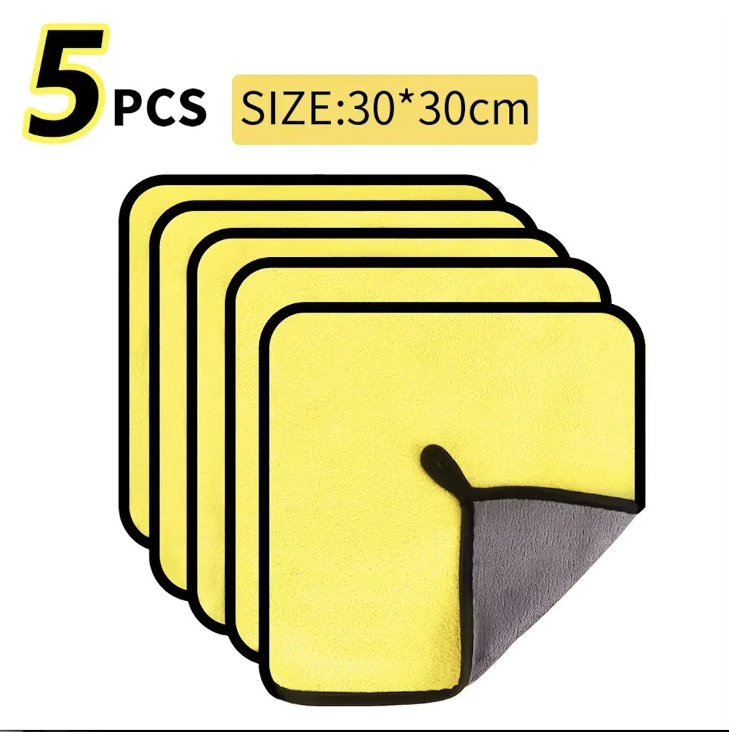 1/2/6/10pcs Microfiber Cleaning Towel Thicken Soft Drying Cloth Car Body Washing Towels Double Layer Clean Rags Car Accessories