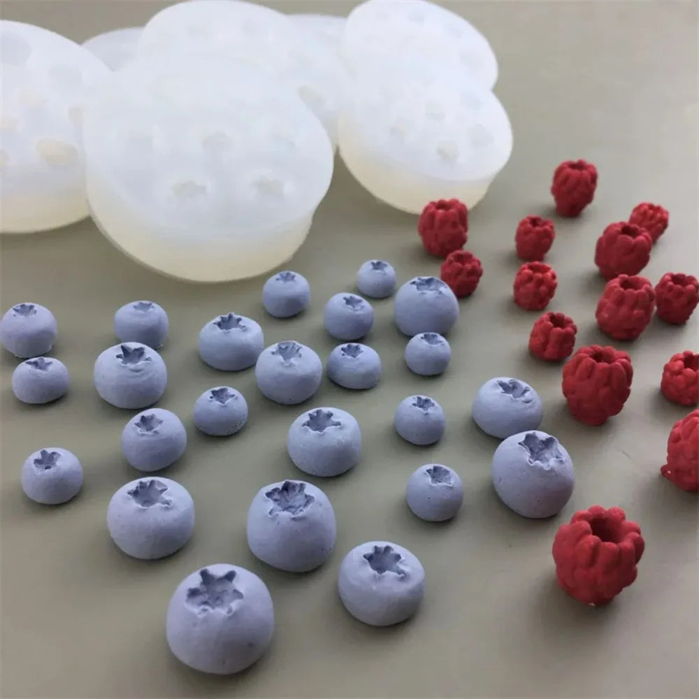 Cute 3D Candle Silicone Mold Simulation Fruit Blueberry Raspberry Shaped Chocolate Mold DIY Cake Decorating Tool Homemade