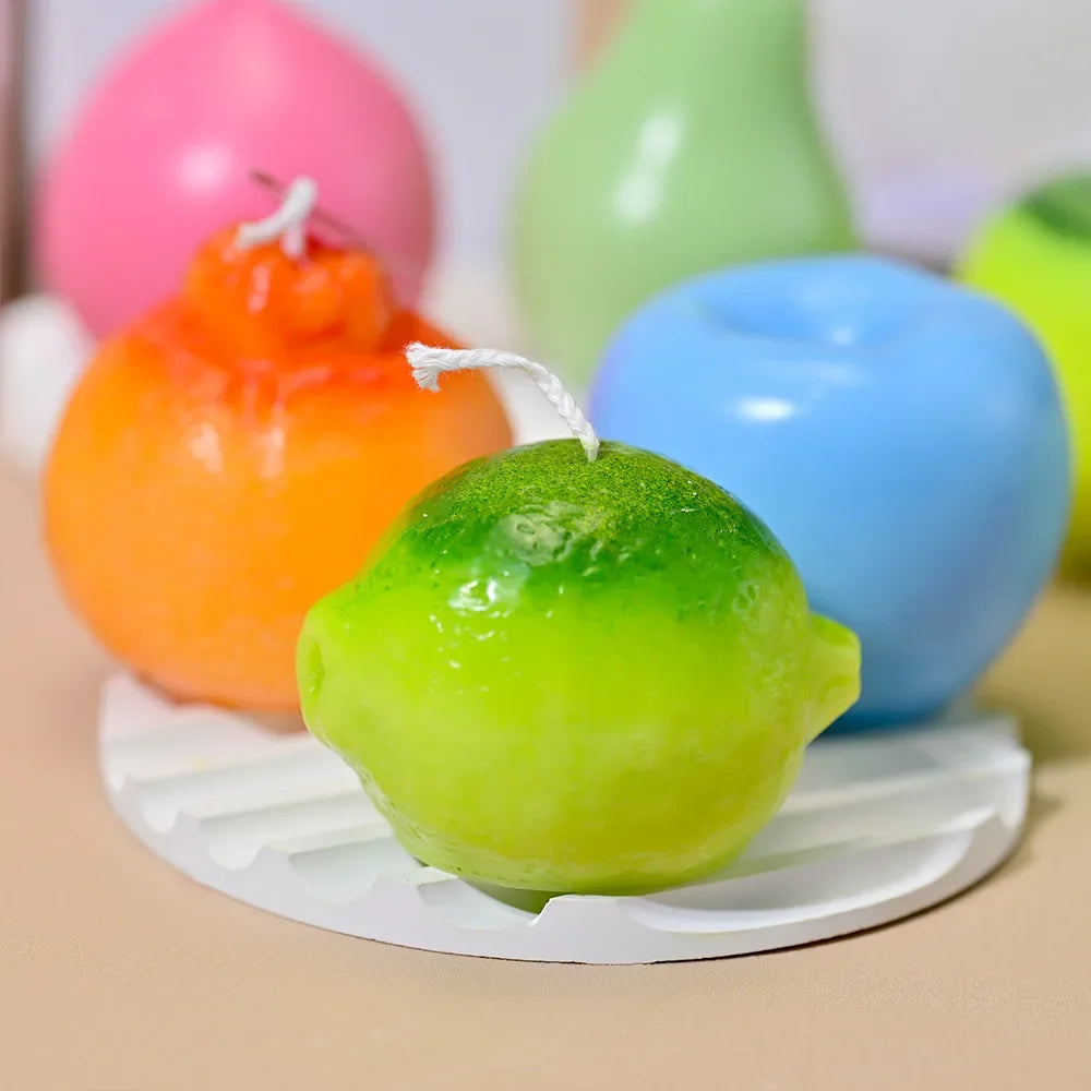 Fruit Series Candle Molds DIY Home Decor Aromatherapy Apple Pear Lemon Peach Gypsum Plaster Mould Craft Art Ornament Resin Mold
