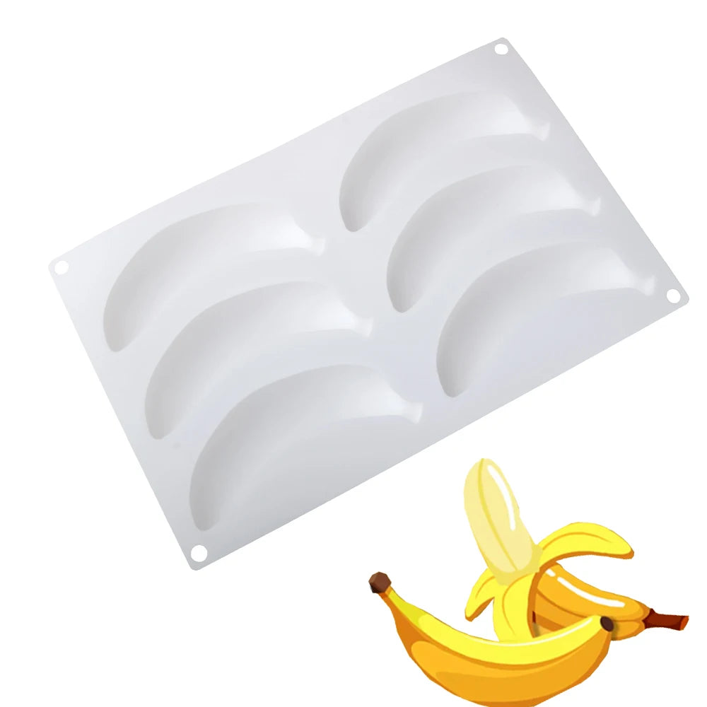 6 or 12 Cells Banana Design Silicone Cake Mold French Fruit Mousse Dessert Bakeware Chocolate Mold Kitchen Baking Tools