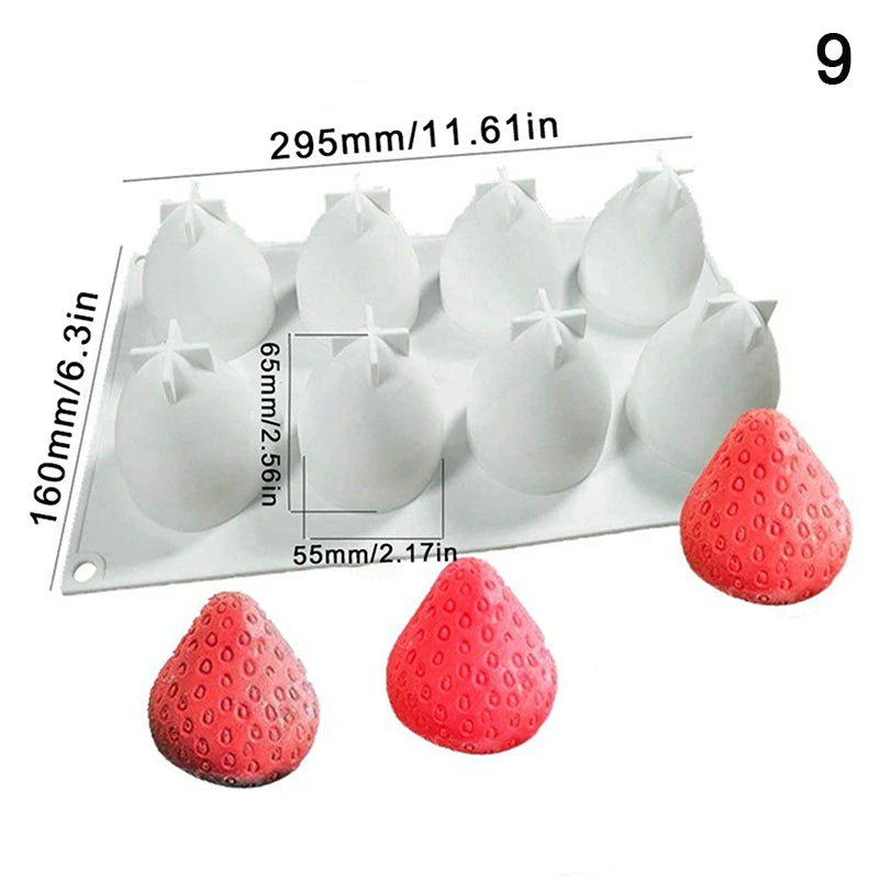 Food-Grade Silicone Fruit Series Cake Mold – Multi-Shape (Pineapple, Peach, Strawberry) for Baking&Mousse Desserts,Easy Release