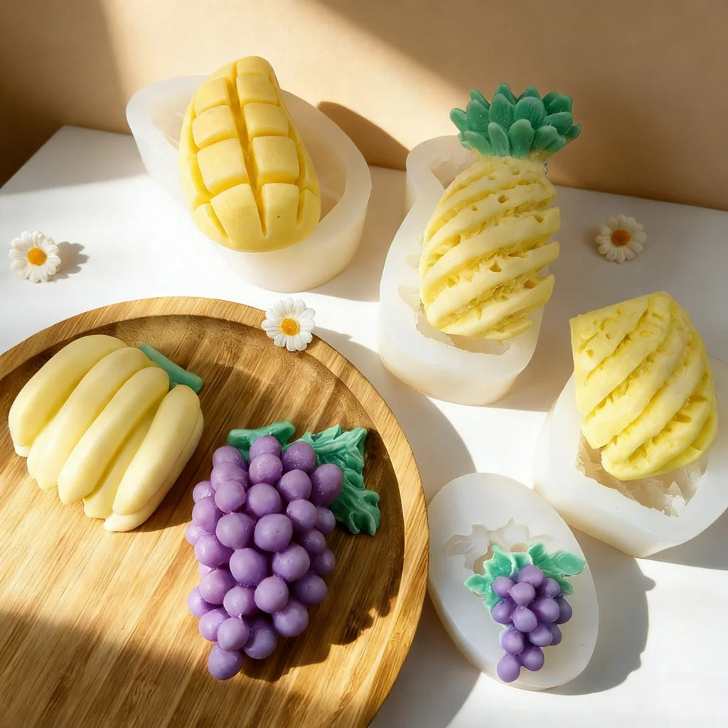 Banana Mango Grape Pineapple Gypsum Silicone Mold Multi-Use For DIY Fruit Candle Wax Mold Plaster Ornament Home Decoration
