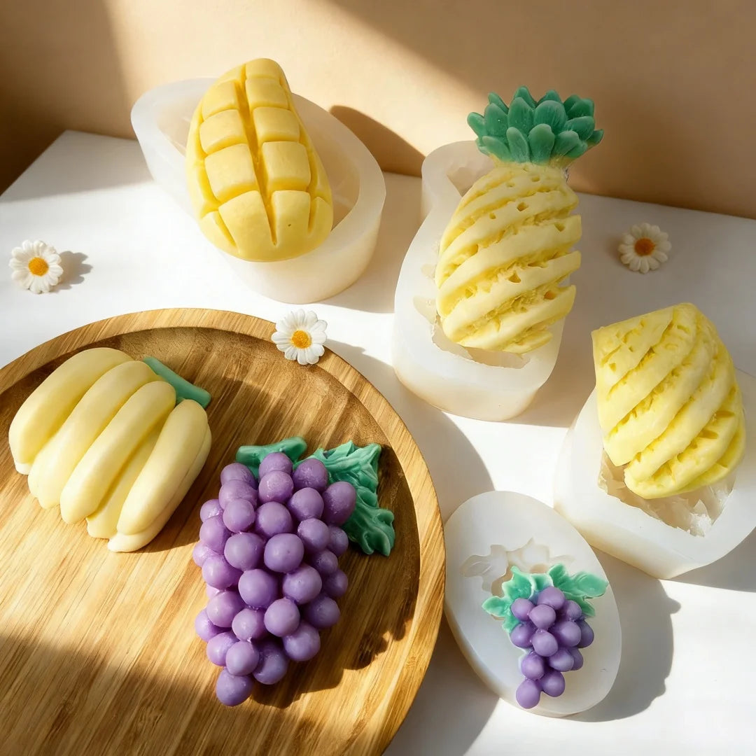 Banana Mango Grape Pineapple Gypsum Silicone Mold Multi-Use For DIY Fruit Candle Wax Mold Plaster Ornament Home Decoration