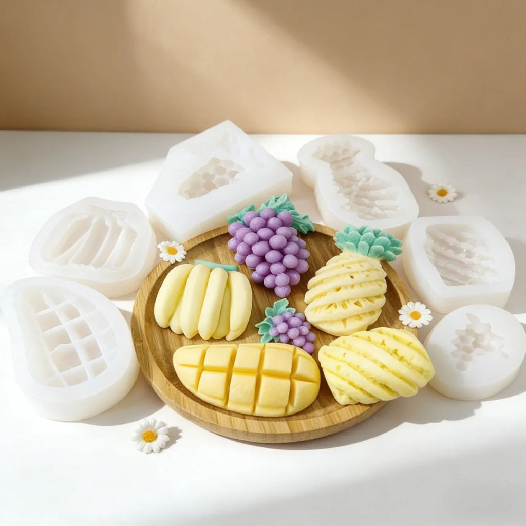 Banana Mango Grape Pineapple Gypsum Silicone Mold Multi-Use For DIY Fruit Candle Wax Mold Plaster Ornament Home Decoration