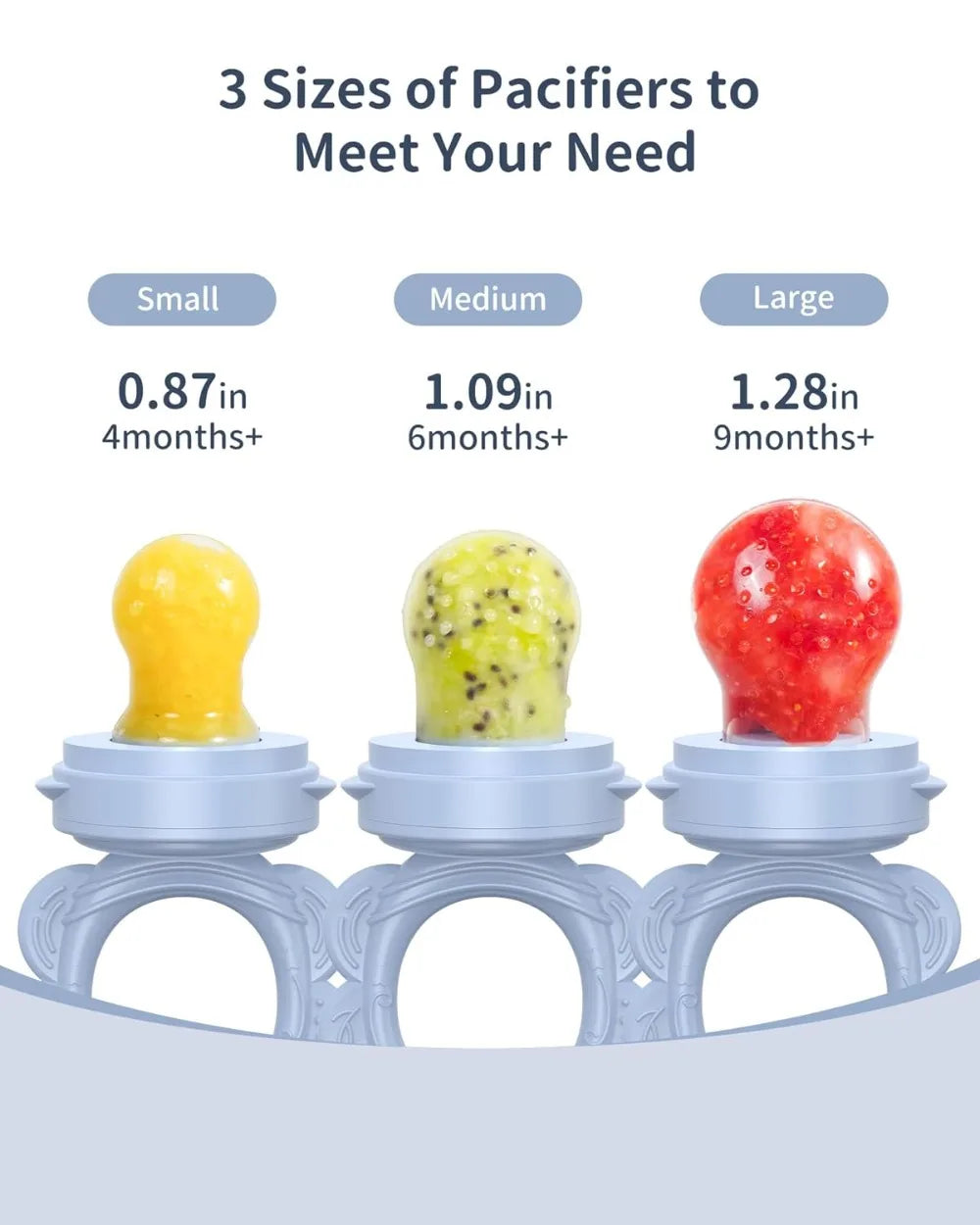 Silicone Baby Fruit Food Feeder (2 Pack) with Freezer Tray, Breastmilk Popsicle Molds for Teething Relief, Safe Self Feeding, BPA Free, Dishwasher Safe, 3M+