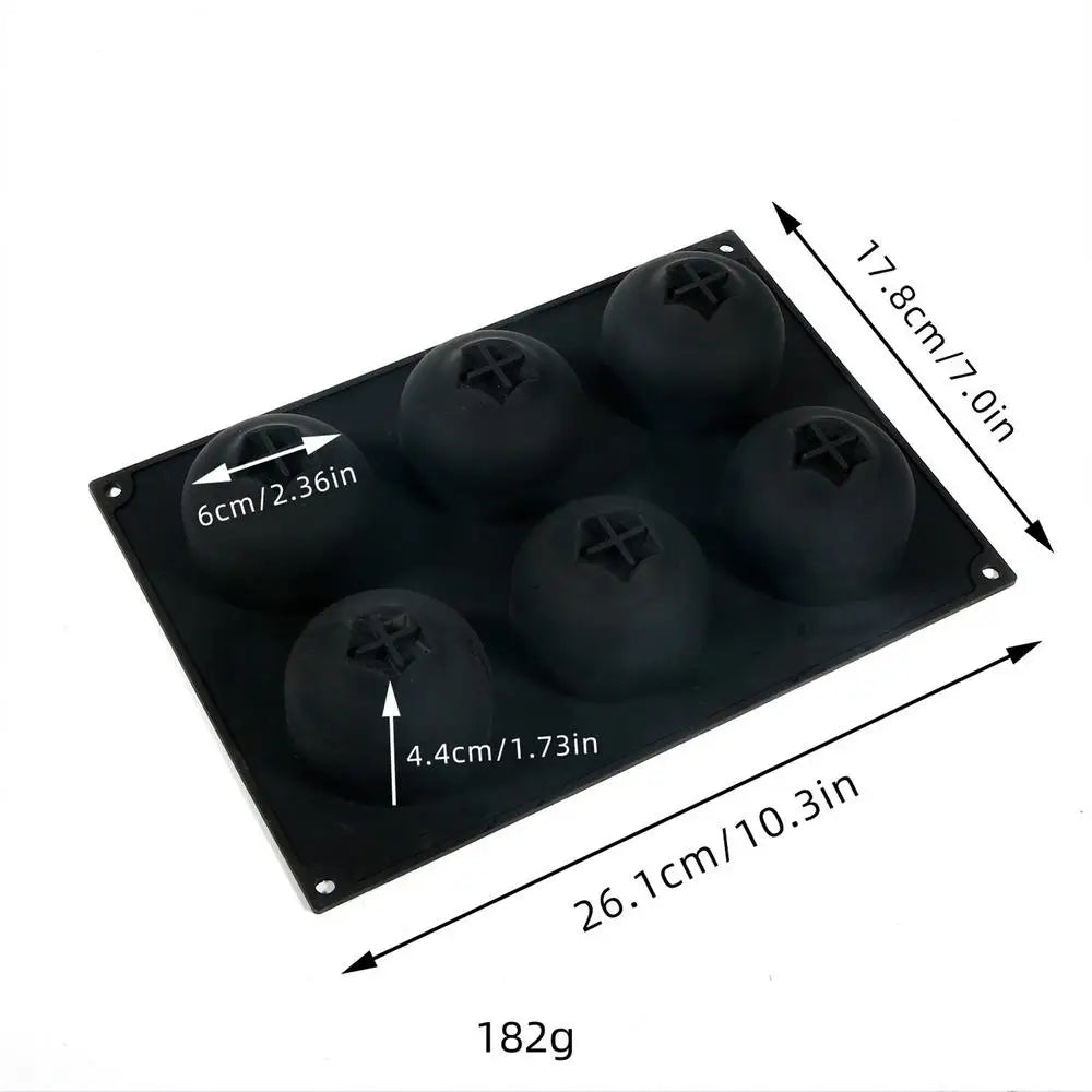 6 Cavity Blueberry Mousse Cake Baking Mold Kitchen Fruit Shaped Dessert Silicone Mold for Chocolate Pudding Dessert Ice Cream