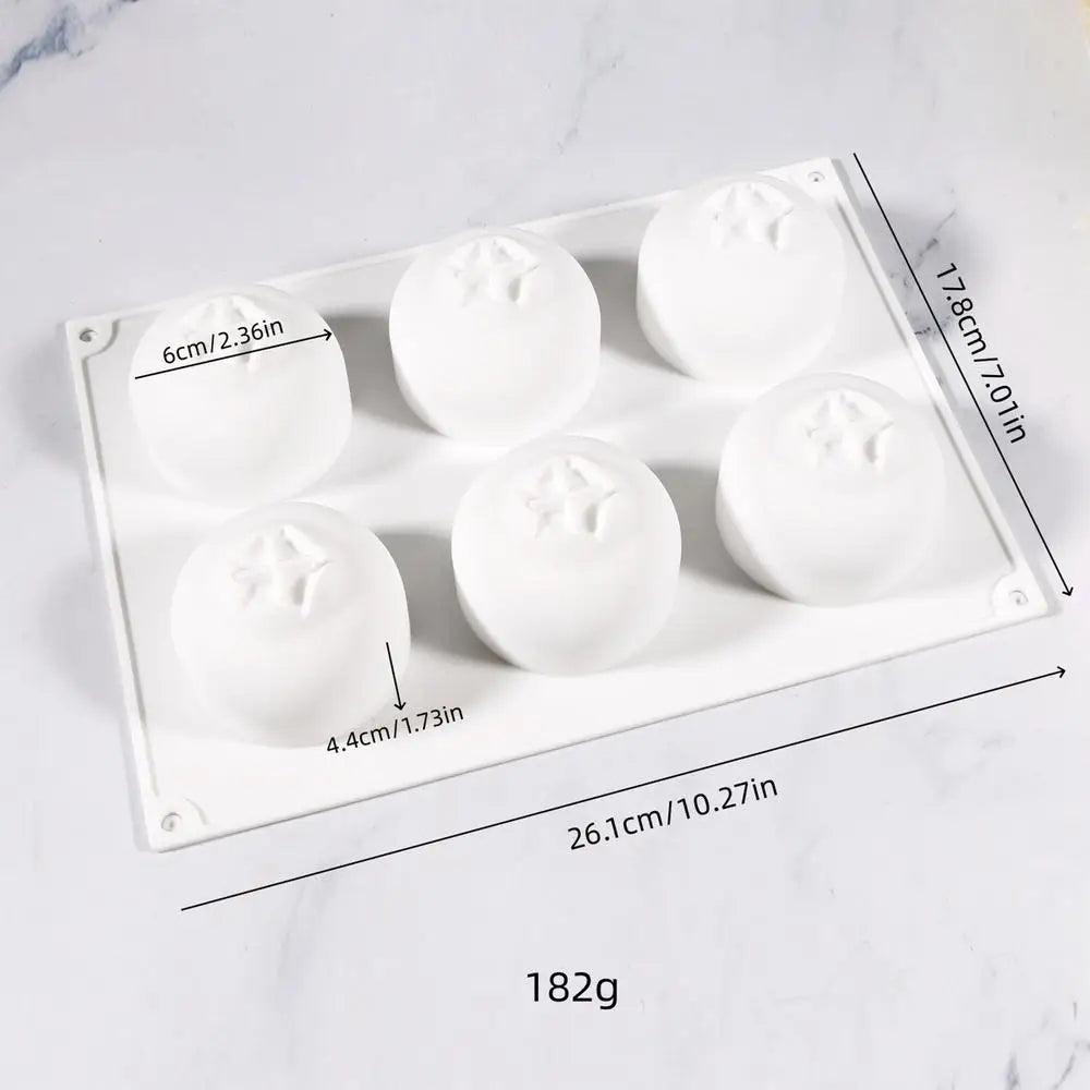 6 Cavity Blueberry Mousse Cake Baking Mold Kitchen Fruit Shaped Dessert Silicone Mold for Chocolate Pudding Dessert Ice Cream
