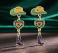 Cowboy Hat Boot Dangle Earrings