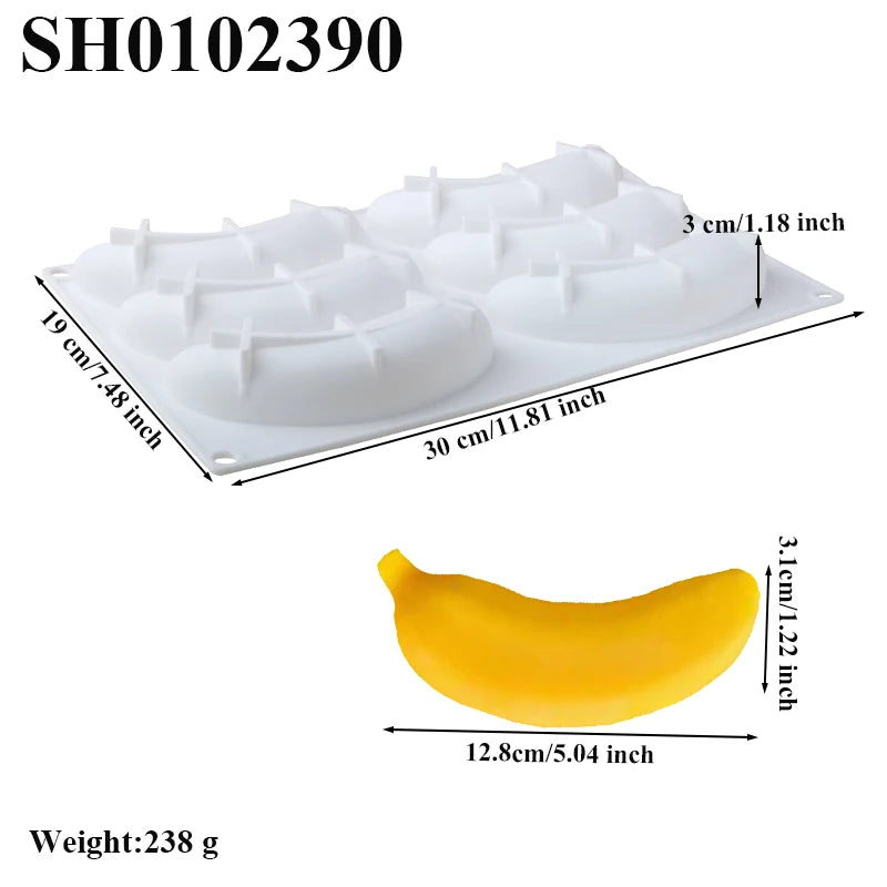 6 or 12 Cells Banana Design Silicone Cake Mold French Fruit Mousse Dessert Bakeware Chocolate Mold Kitchen Baking Tools