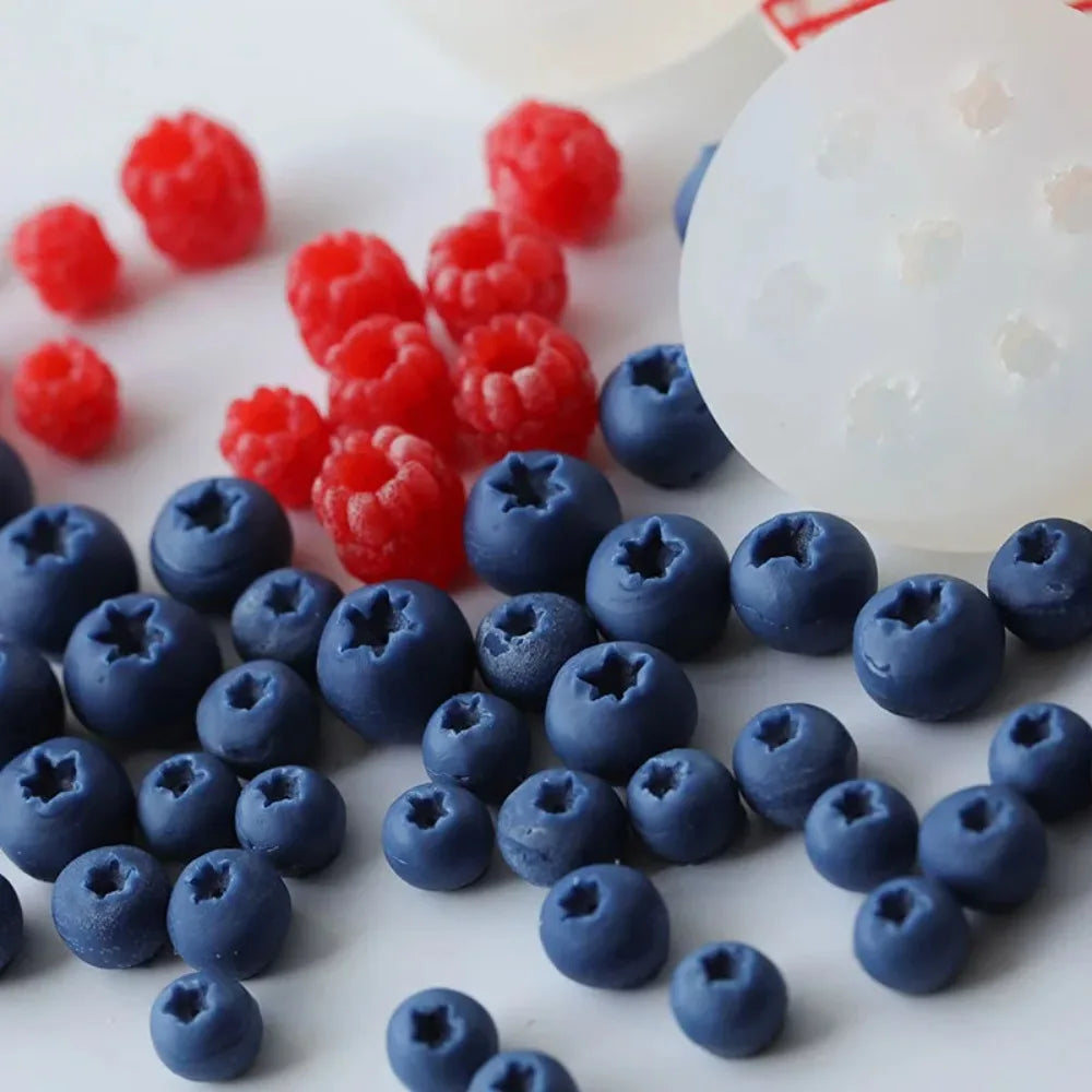 Cute 3D Candle Silicone Mold Simulation Fruit Blueberry Raspberry Shaped Chocolate Mold DIY Cake Decorating Tool Homemade