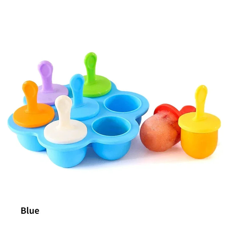 1pc 7 Holes DIY Ice Cream Pops Silicone Mold Ice Cream Ball Maker Popsicles Molds Baby Fruit Shake Home Kitchen Accessories Tool