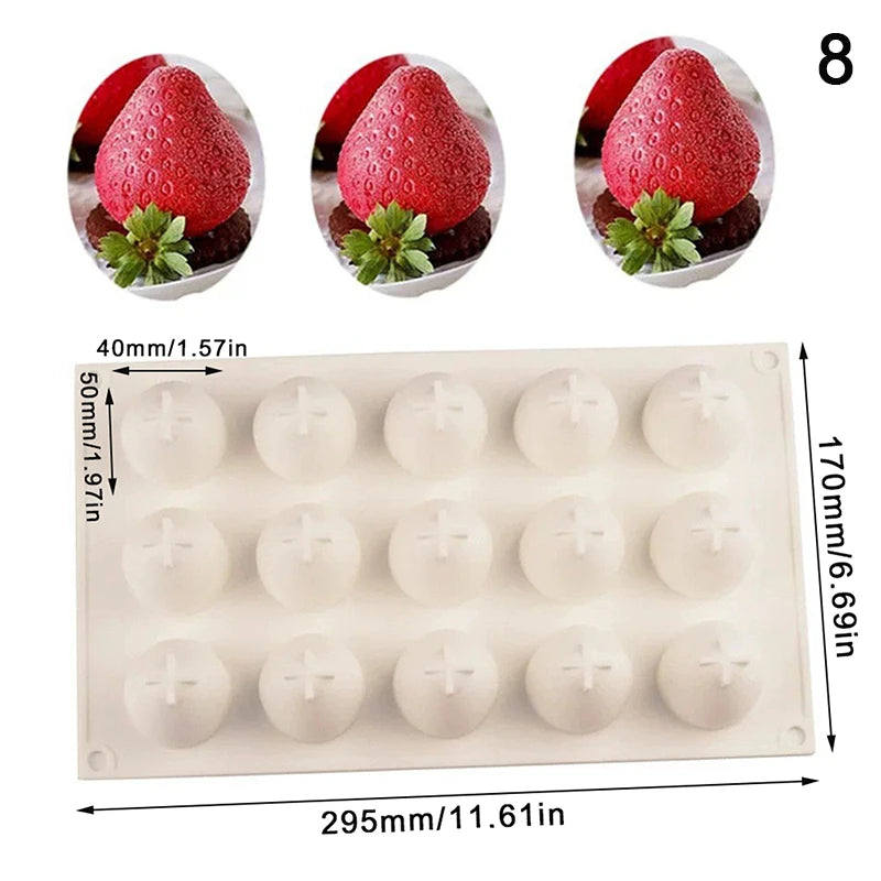 Food-Grade Silicone Fruit Series Cake Mold – Multi-Shape (Pineapple, Peach, Strawberry) for Baking&Mousse Desserts,Easy Release
