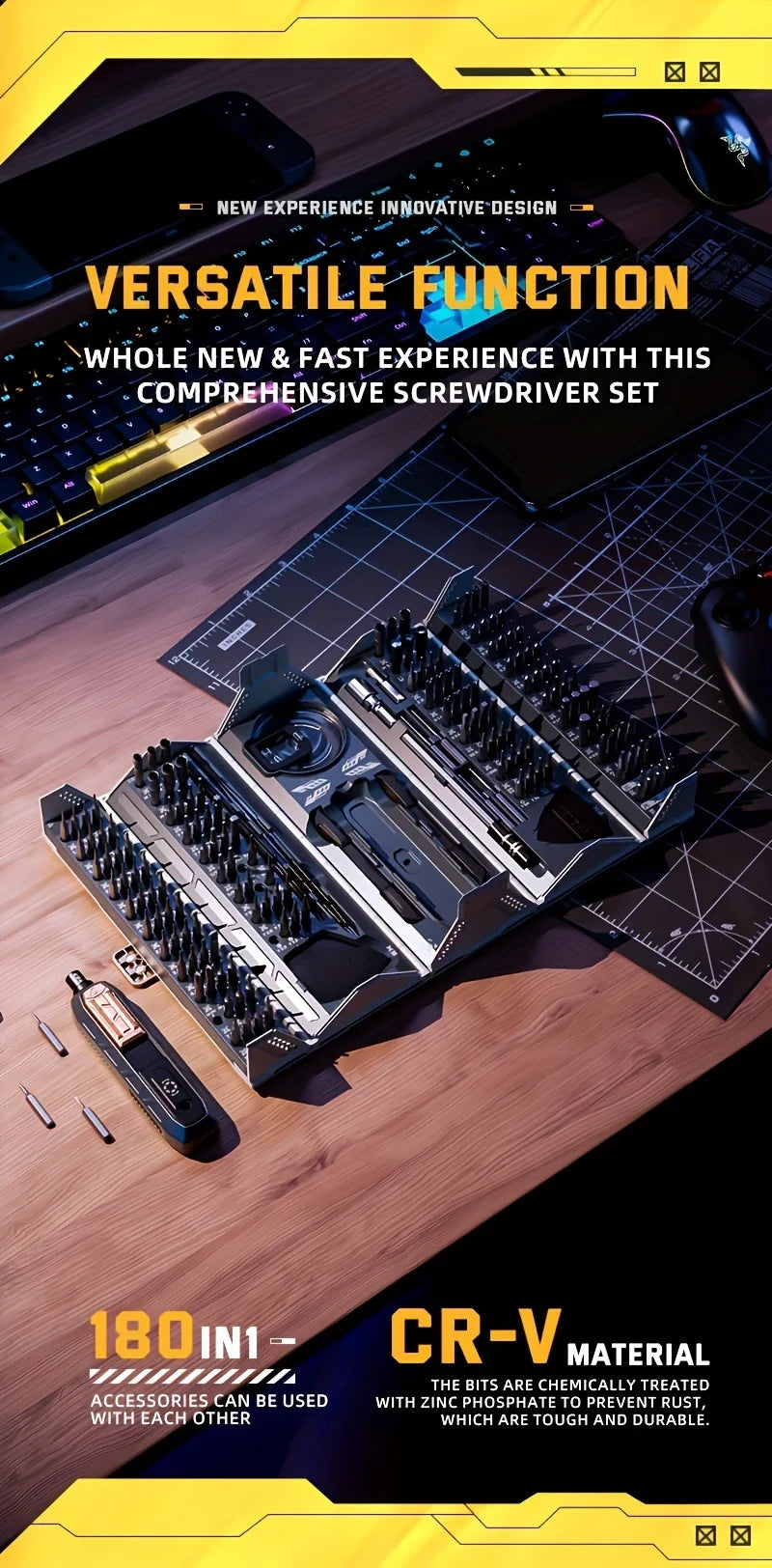 JAKEMY 180 in 1 Magnetic Screwdriver Set - Precision Drill Bits Electric Screwdriver Kit iPhone Glasses Laptop Watch Repair Tool
