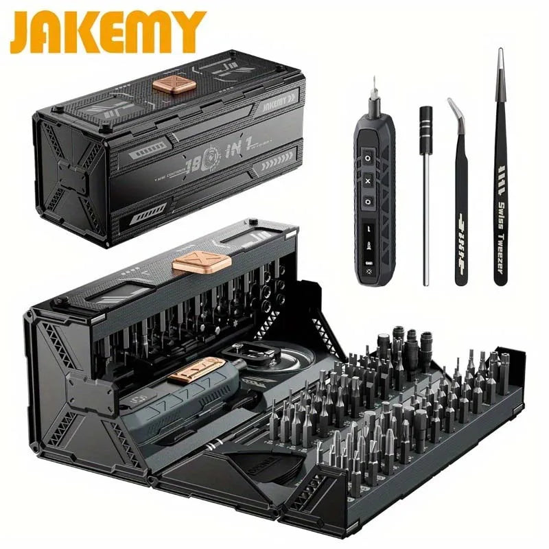 JAKEMY 180 in 1 Magnetic Screwdriver Set - Precision Drill Bits Electric Screwdriver Kit iPhone Glasses Laptop Watch Repair Tool