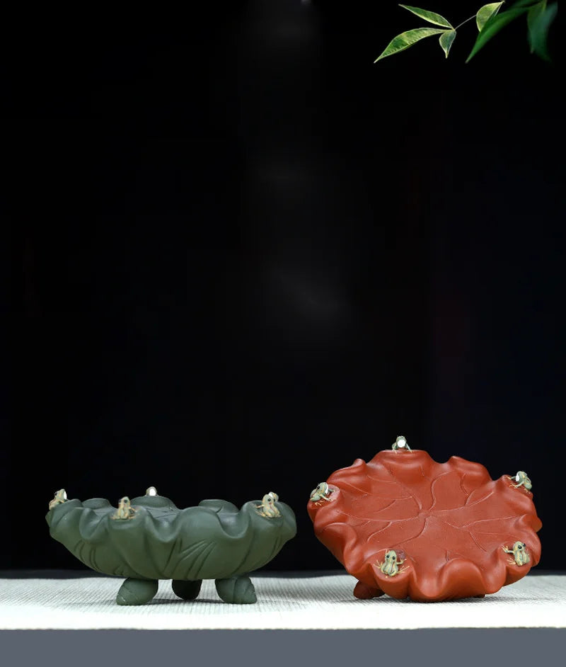 Tea Pet with Color Changing, Creative Water Spray, Lotus Leaf, Frog, Kung Fu Tea Pet for Tearoom, Ornament Accessories, Gift