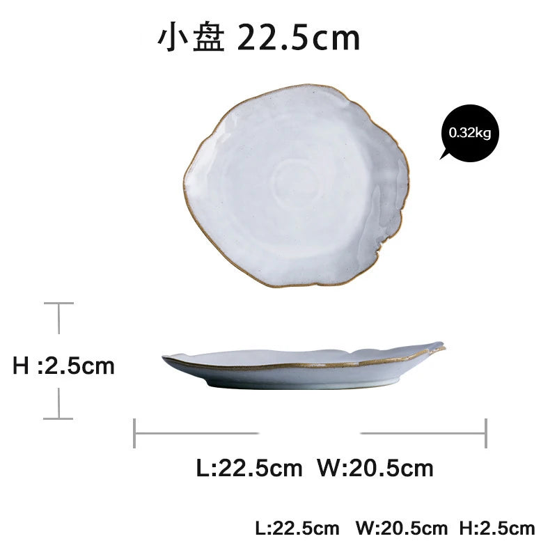 Irregular White Ceramic Plates And Dishes, Household Rice Bowl, Eco Friendly Salad Dessert Fruit Tableware, Kitchen Accessories