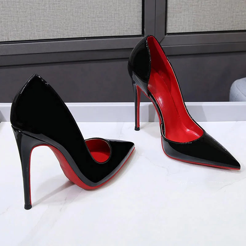 Wholesale Patent Leather Red Sole Pointed Toe High Heels Office Casual Evening Party Formal Stiletto Designer Pumps for Women