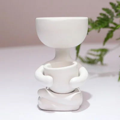 Humanoid Ceramic Flower Pot Creative Office Living Room Mini Humanoid Plants Vase Home Decor Crafts Gift