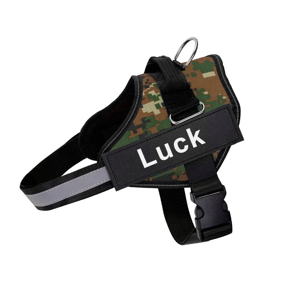 Dog Harness Vest ID Patch Customized Reflective Breathable Adjustable Pet Harness For Dog NO PULL Pet Outdoor Harness