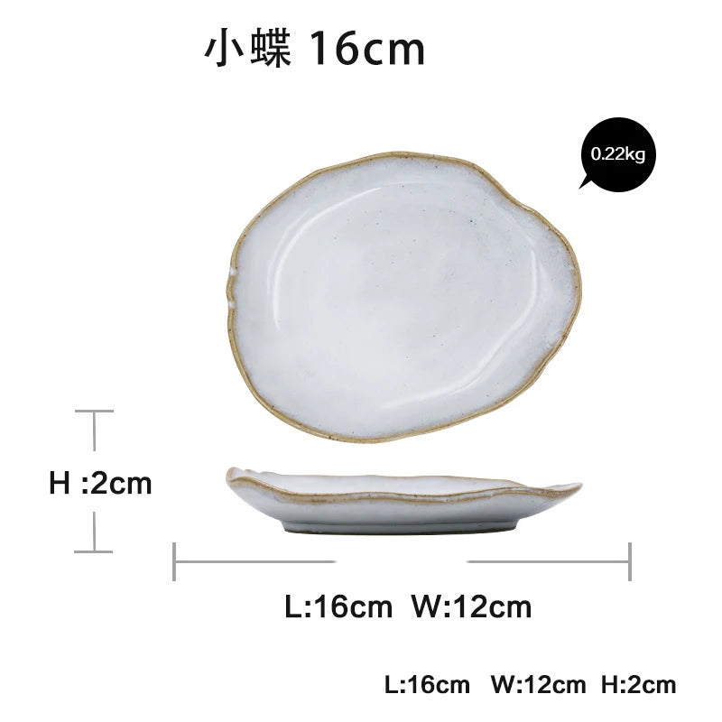 Irregular White Ceramic Plates And Dishes, Household Rice Bowl, Eco Friendly Salad Dessert Fruit Tableware, Kitchen Accessories