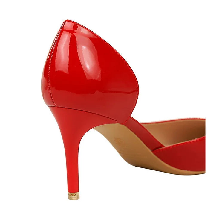 High Heels Shallow Mouth PU Leather Women's Shoes Pointed Toe Nude Single Shoes Women Stiletto Professional Work Dress Shoes