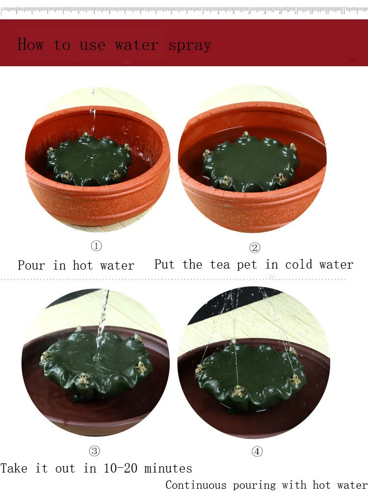 Tea Pet with Color Changing, Creative Water Spray, Lotus Leaf, Frog, Kung Fu Tea Pet for Tearoom, Ornament Accessories, Gift