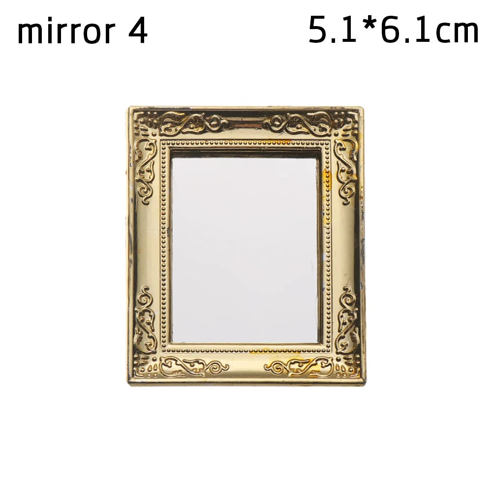 Vintage 1:12 Miniature Framed Photos Oil Painting Toys Doll Accessories Dollhouse Ornament Mural Wall Picture Miniaturas Casa