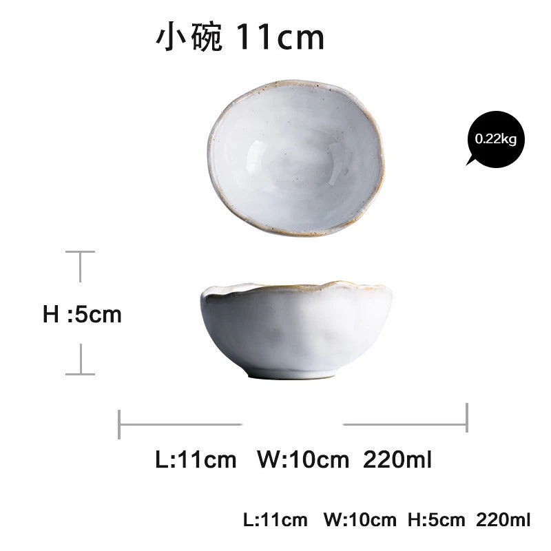 Irregular White Ceramic Plates And Dishes, Household Rice Bowl, Eco Friendly Salad Dessert Fruit Tableware, Kitchen Accessories