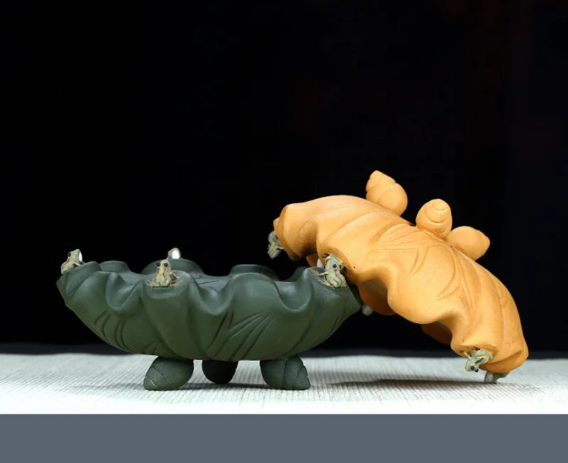 Tea Pet with Color Changing, Creative Water Spray, Lotus Leaf, Frog, Kung Fu Tea Pet for Tearoom, Ornament Accessories, Gift