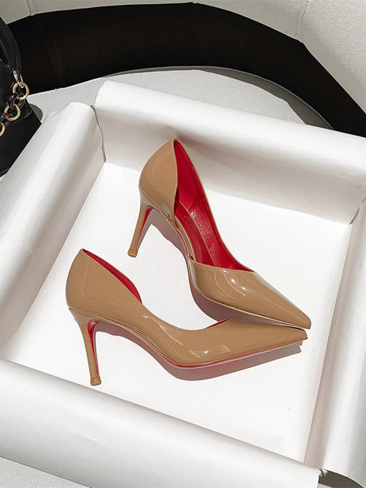 Wholesale Patent Leather Red Sole Pointed Toe High Heels Office Casual Evening Party Formal Stiletto Designer Pumps for Women