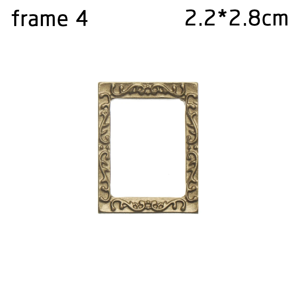 Vintage 1:12 Miniature Framed Photos Oil Painting Toys Doll Accessories Dollhouse Ornament Mural Wall Picture Miniaturas Casa