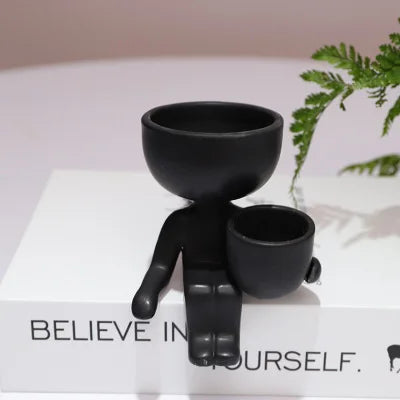 Humanoid Ceramic Flower Pot Creative Office Living Room Mini Humanoid Plants Vase Home Decor Crafts Gift