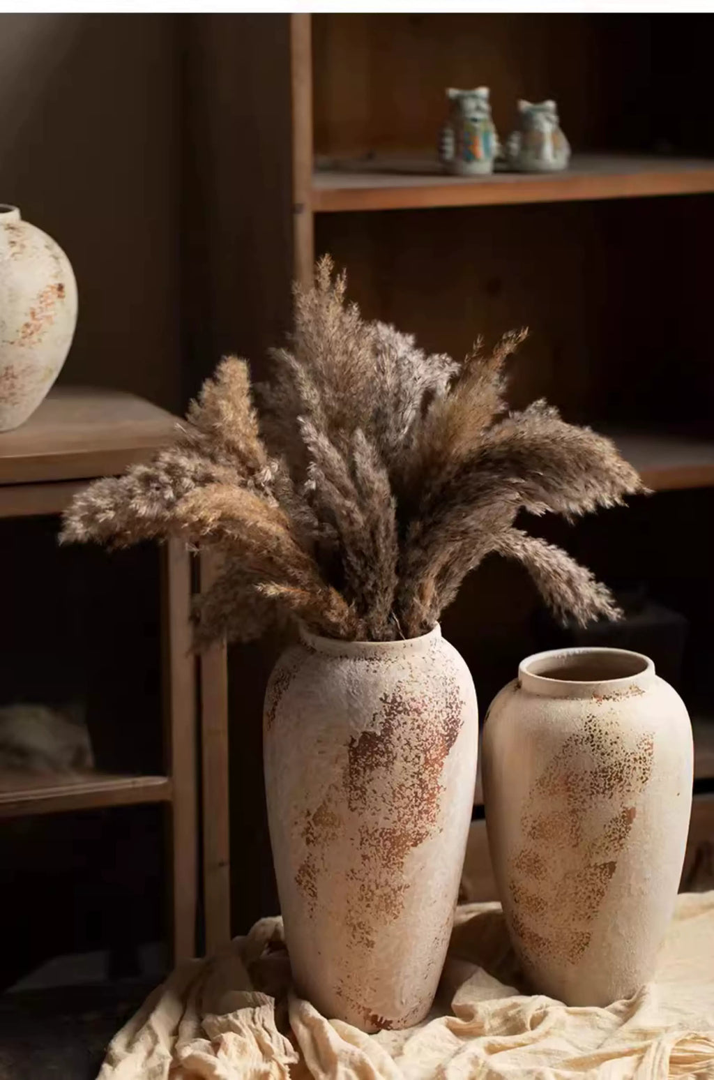 Mottled Retro New Chinese Pottery Vase Wabi-Sabi Style Decoration Entrance Flower Arrangement Hydroponic Ceramic Vase