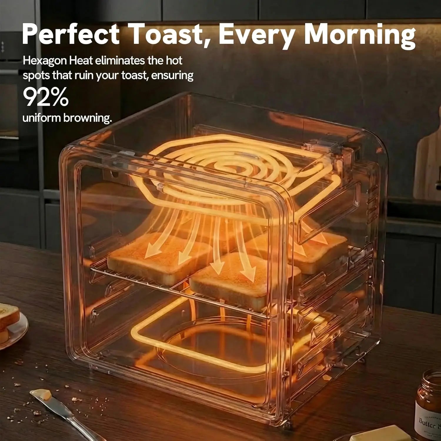 6-in-1 Air Fryer Toaster Oven Combo, Compact 12.7 QT Countertop Convection Oven for Pizza & Toast with Hexagon Heating