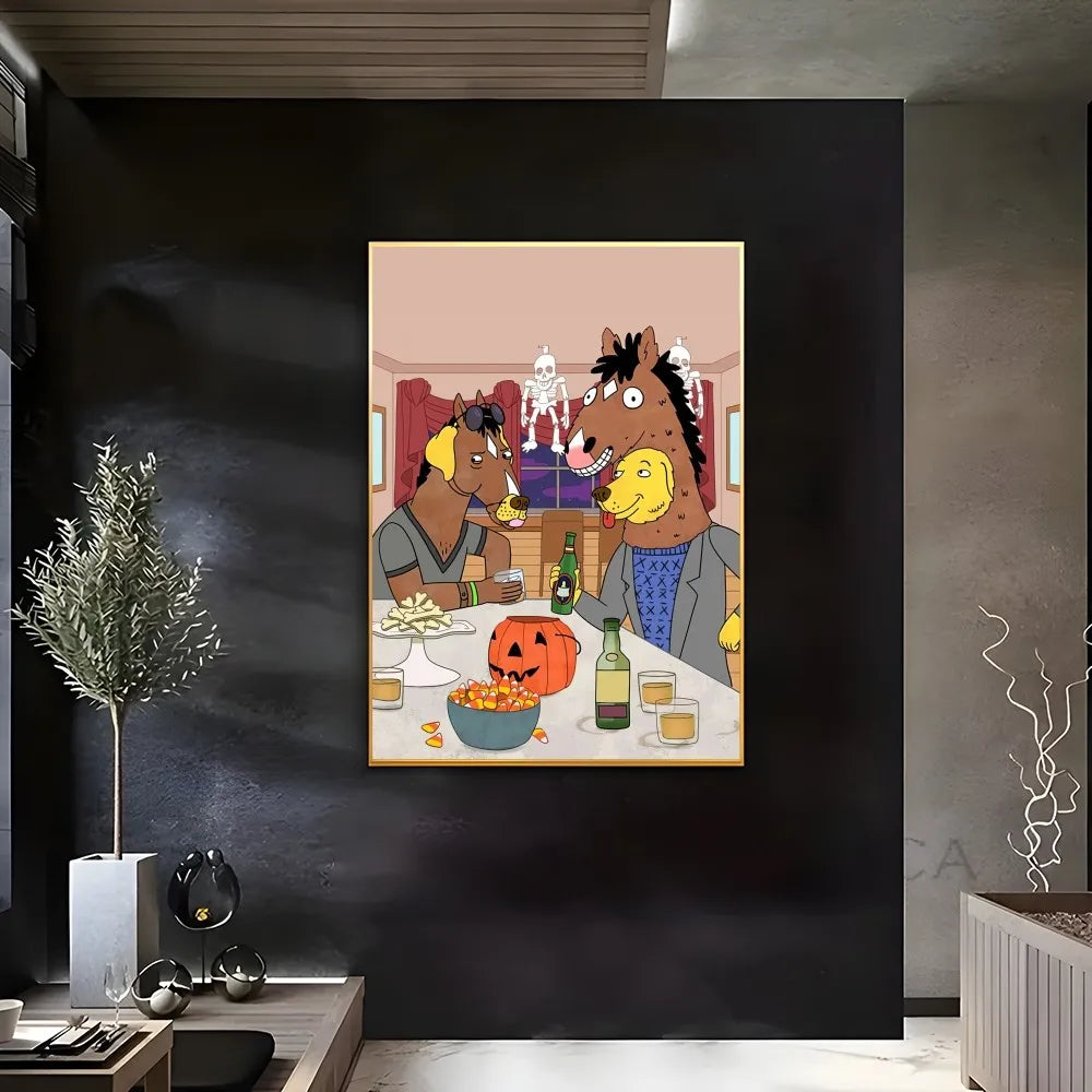 Anime B-BoJack H-Horsemans Poster Sticky Wall Art Printing Waterproof Home Living Bed Room Bar Aesthetic Decor