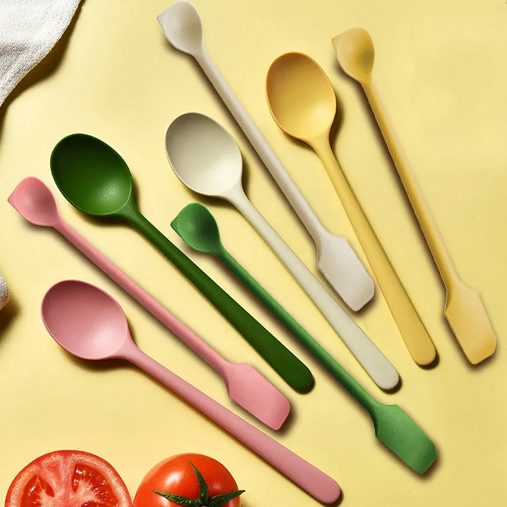 2/8Pcs Silicone Spoon Small Spoon Jam Spoon Heat Resistant Easy To Clean Non-stick Rice Spoons Tableware Utensil Kitchen Tools