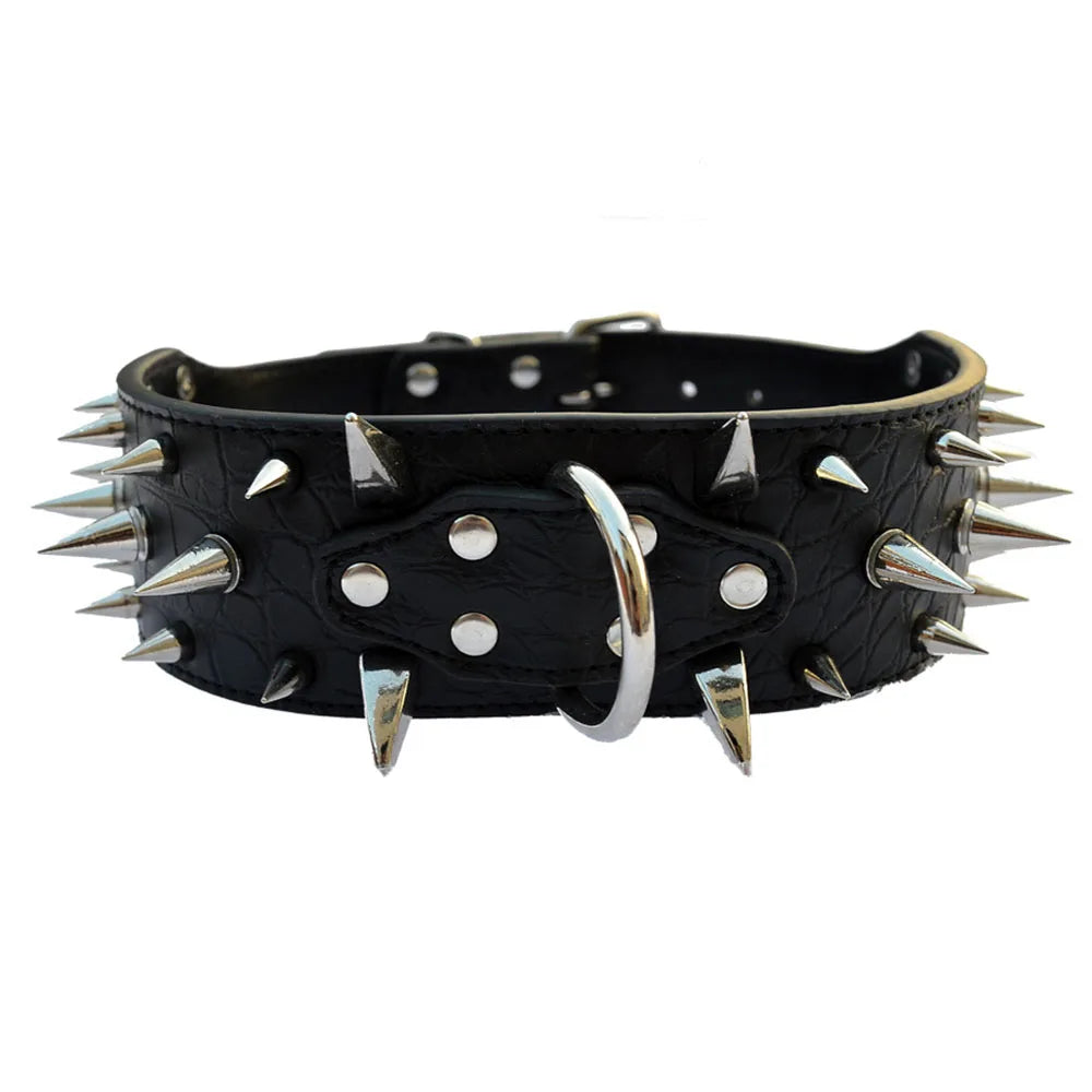 The Mighty Large Spiked Studded Dog Collar Protect Dog's Neck from Bites Durable & Stylish Dog Spike Collar for Mastiff Pitbull