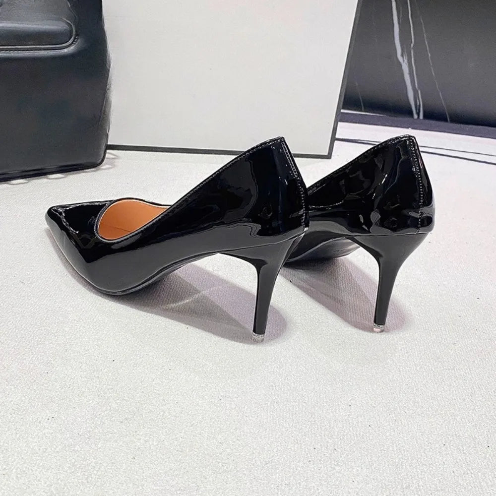 Sexy Black Sole Thin 6cm 8cm 10cm Heel High Heels Classic Style Black Office Work Shoes light Lady Pumps Plus Size 43