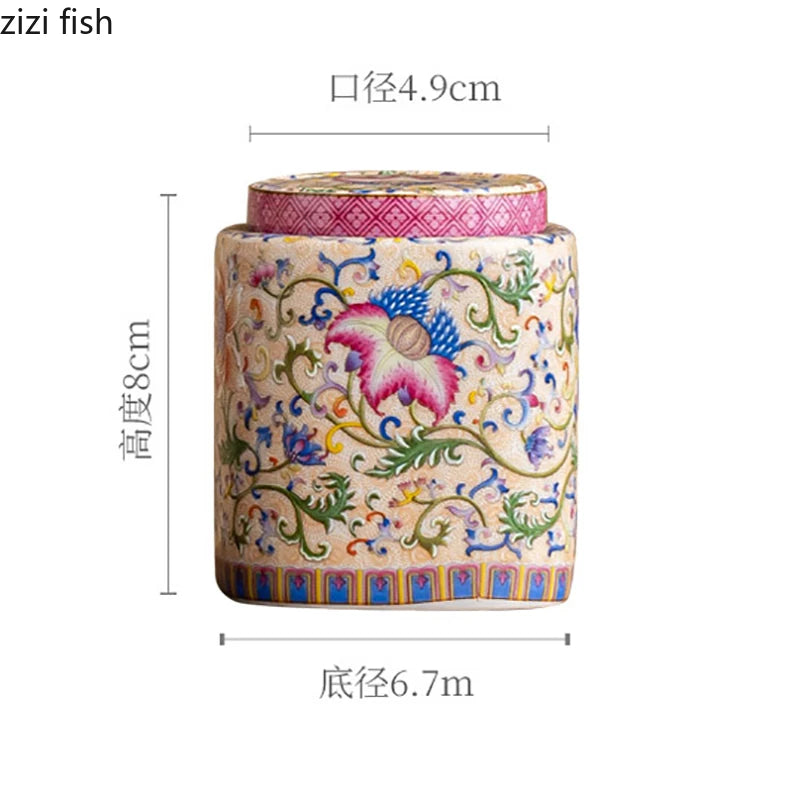 Enamel Ceramic Tea Jar Tea Box Sealed Moisture-proof Jar Teas Container Teas Storage Jar Candy Jars Creative Storage Jars