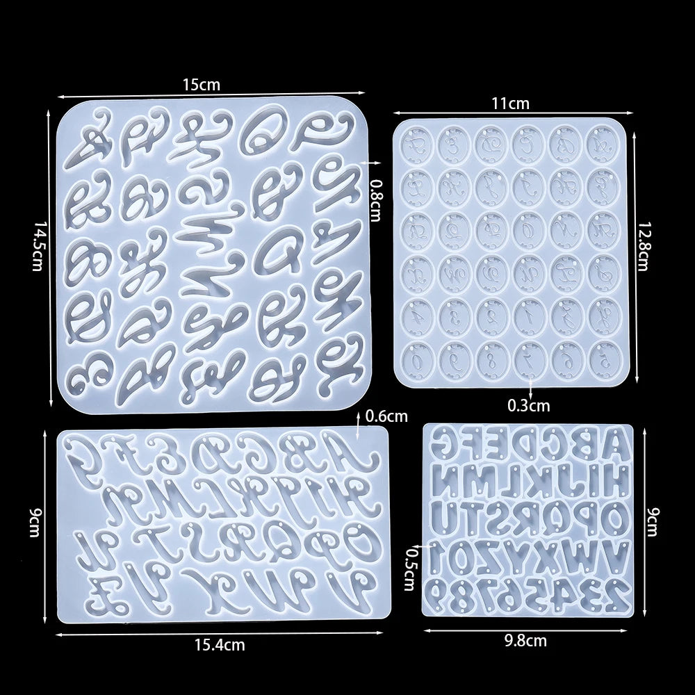 Alphabet Epoxy Resin Silicone Mold Letter Number Mould DIY Keychain Earring Pendant Epoxy Resin Jewelry Crafts Casting Mold