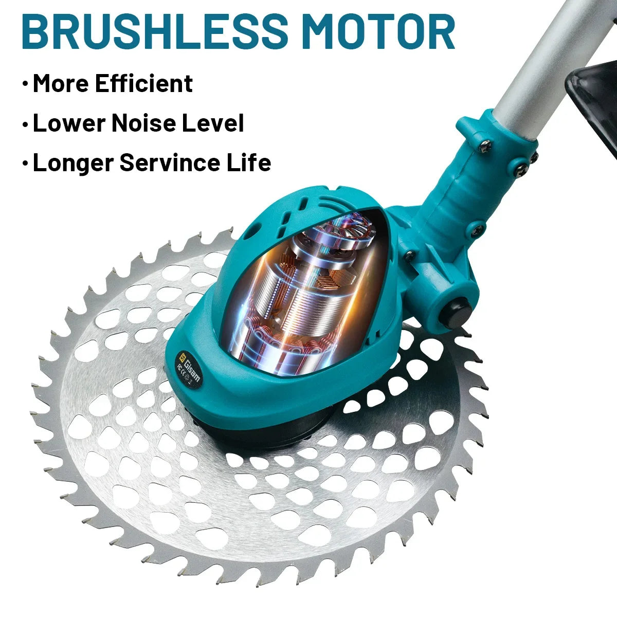 Gisam 10Inch Brushless Electric Foldable Lawn Mower Cordless Garden Grass Trimmer Weeding Power Tools For Makita 18V Battery Pin