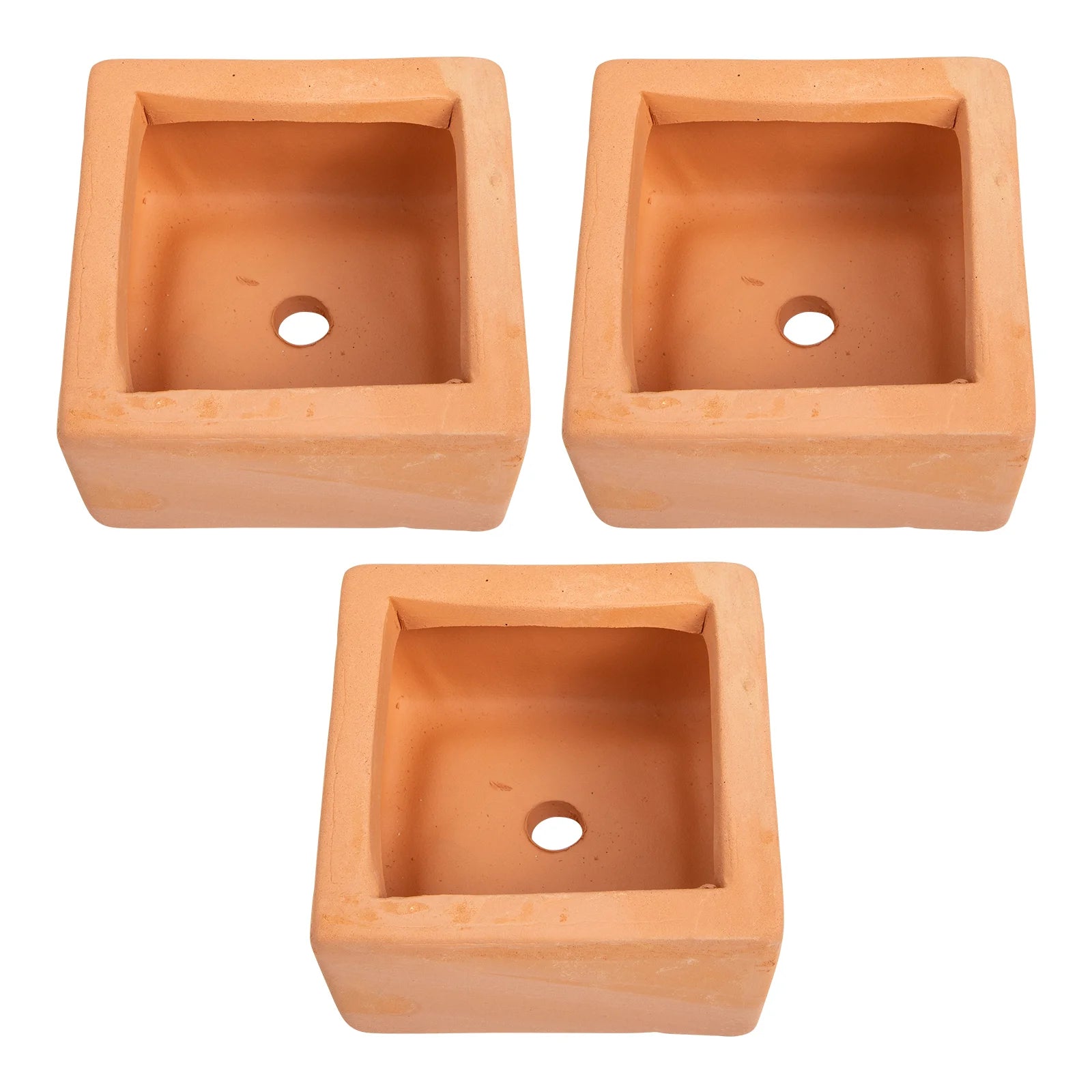 3 Pcs Terracotta Flowerpots Sturdy Red Pottery Succulent Plant Pot Small Containers Ceramic Bowls Home Office Planter