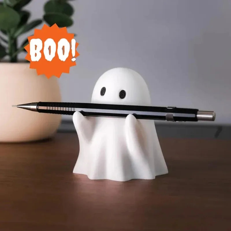 Ghost Pen Holder - Cute Desktop Organizer for Office & Home, Halloween Decor Creative Gift, Funny Stationery Stand (1PC)
